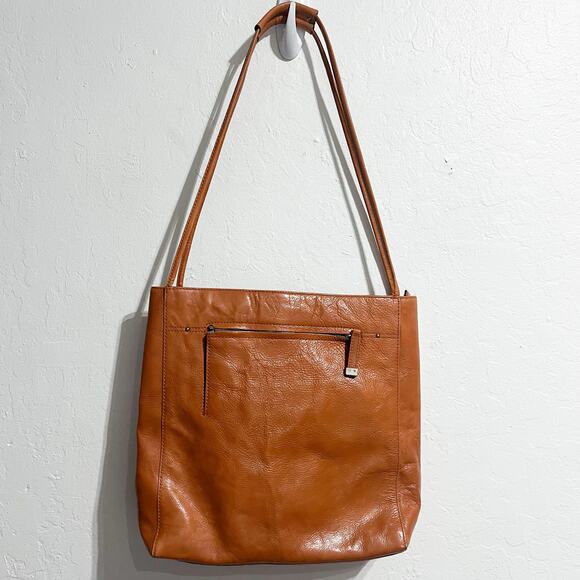 Hobo The Original Tote Bag Shoulder Purse Tan Camel Leather Pockets Double - Picture 2 of 16